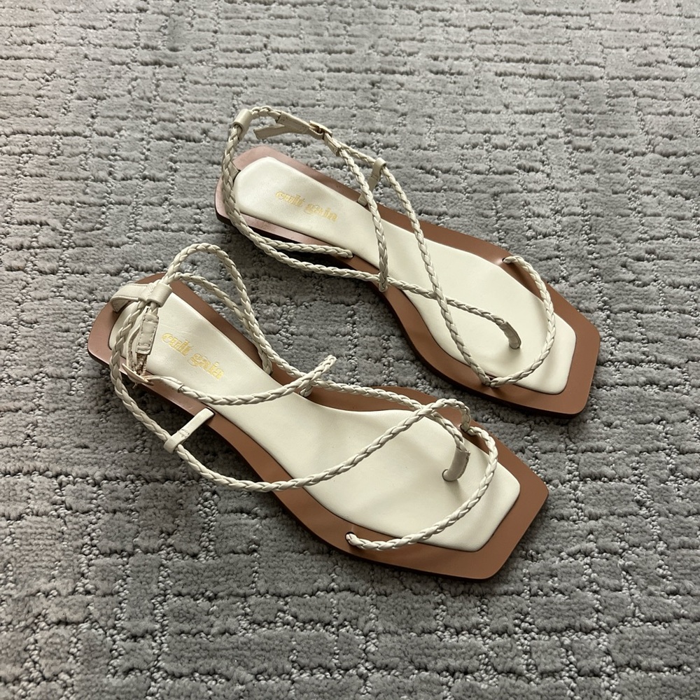 cult gaia crème leather strappy sandals